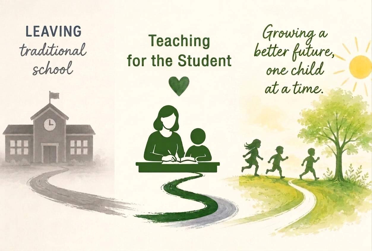 Teacher leaving traditional school to create a child-centered learning environment.