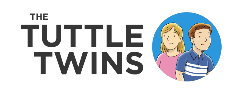 A boy and a girl in a circle, next to the text The Tuttle Twins