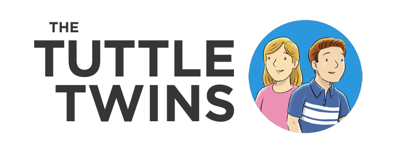 A boy and girl in a circle next to "The Tuttle Twins"